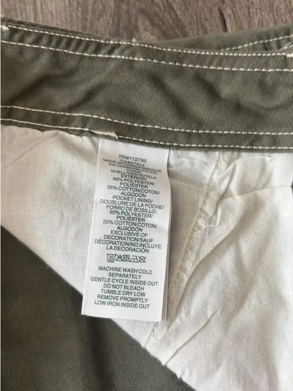 True Religion Olive Cargo Pants with Contrast Stitching